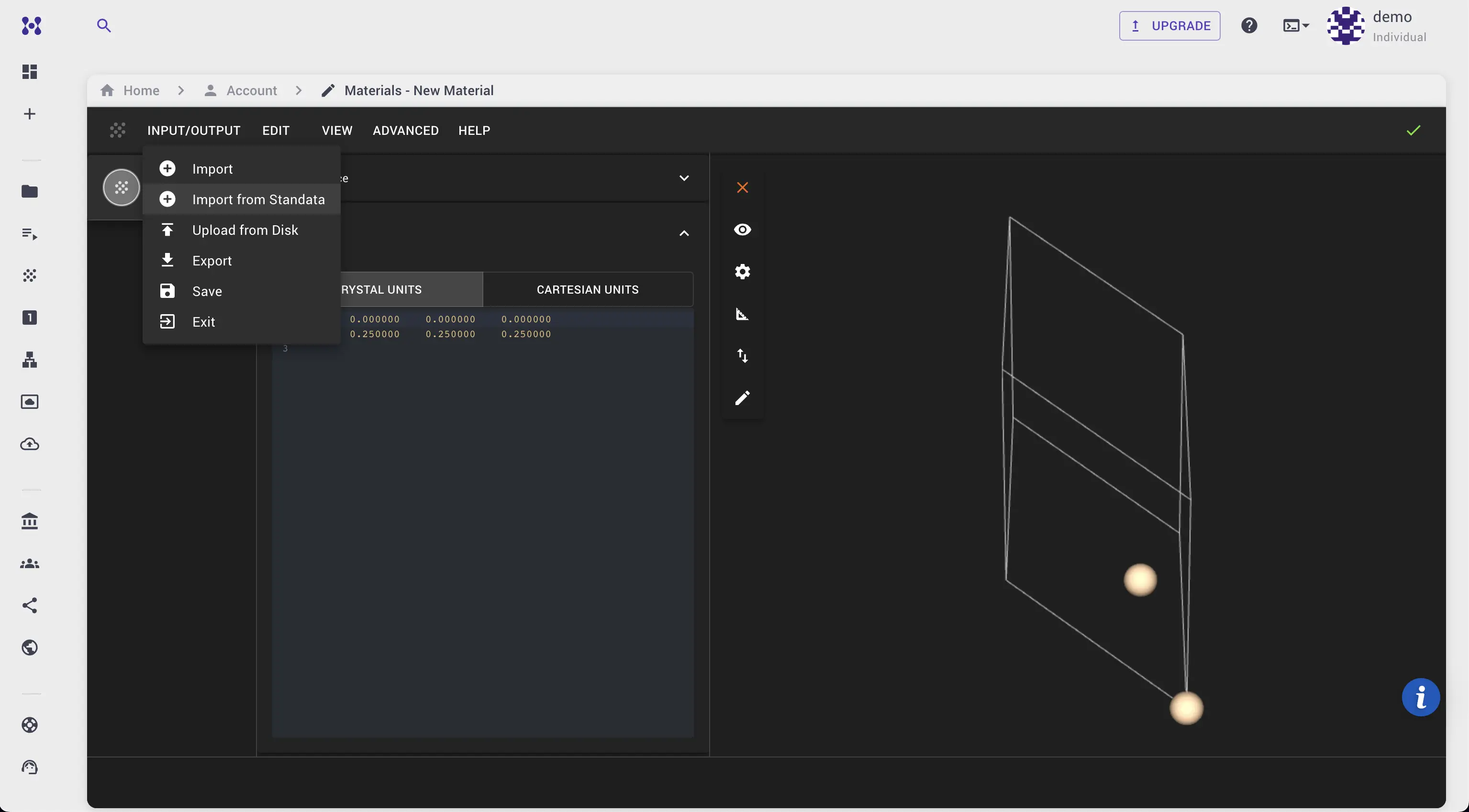 Open Import from Standata Dialog